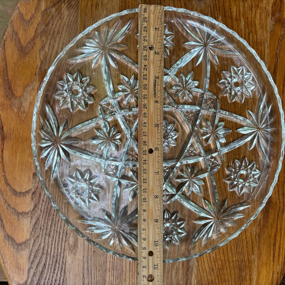 Vintage Anchor Hocking Prescut Clear Round Glass 11" Serving Tray Platter - Picture 3 of 6